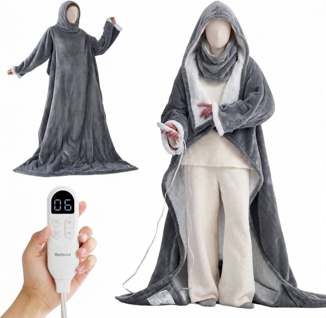 Bedsure Wearable Heated Blanket with Sleeves and Foot Pocket