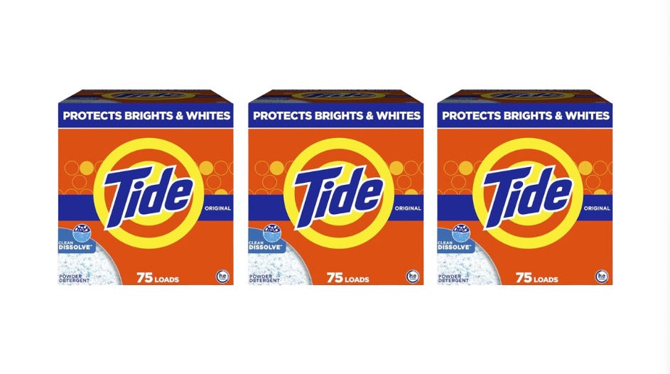 3 Pack 75 Loads Tide Powder Laundry Detergent Original Scent 85oz