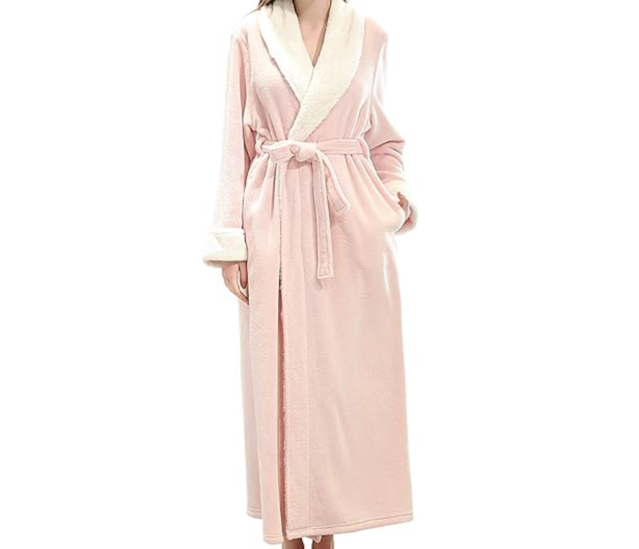 Fleece Long Robe Winter Warm Bathrobe