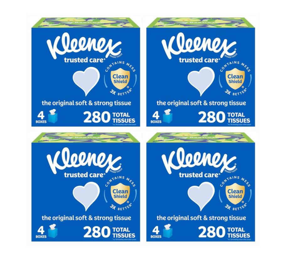 4 Pack Kleenex Facial Tissues 2-Ply 70 Count