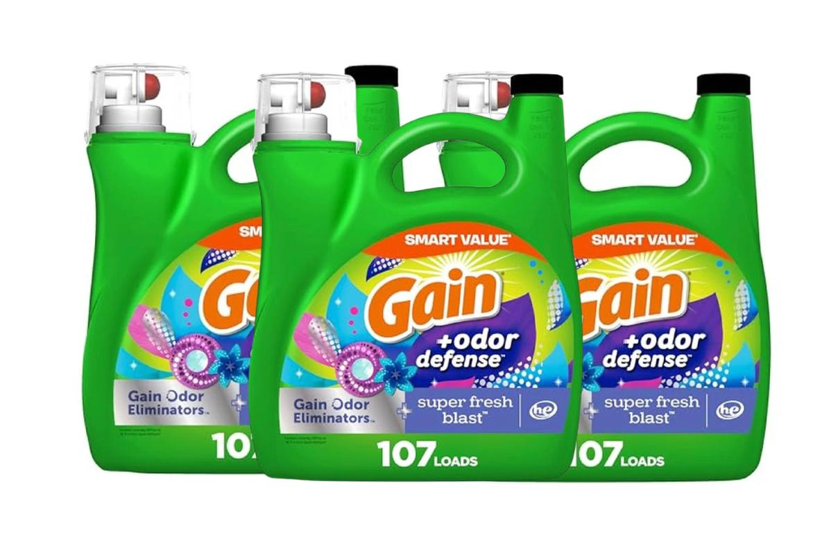 3 Pack 107 Load Gain Odor Defense Liquid Laundry Detergent (Add 3)
