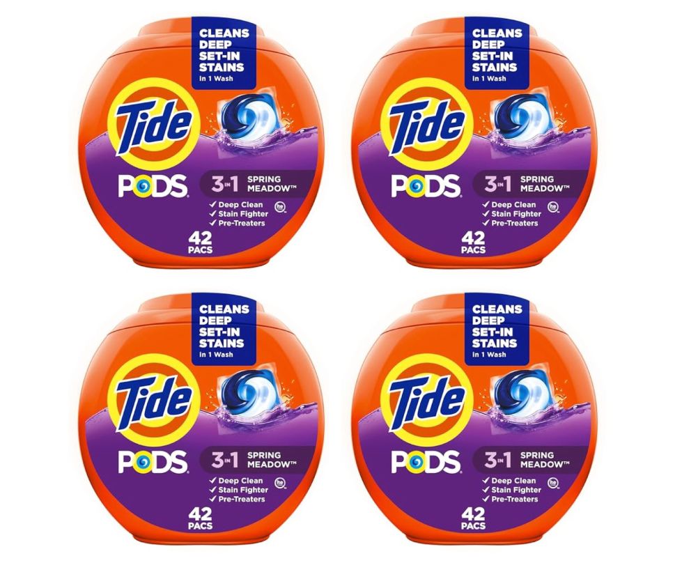 4 Pack 42 Count Tide PODS 3-in-1 Laundry Detergent