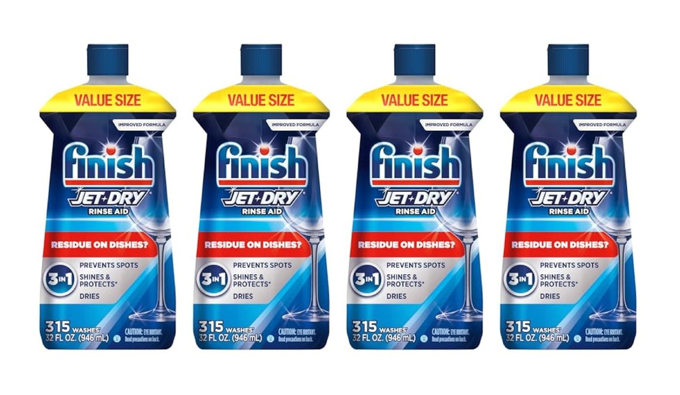 4 Pack 32 oz Finish Jet-Dry Dishwasher Rinse Aid