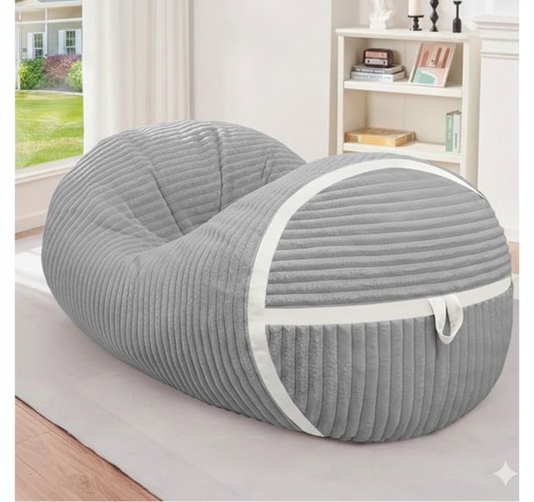 4FT Memory Foam Faux Fur Bean Bag Chair