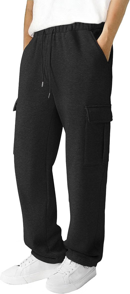 Fleece Cargo Sweatpants Loose Fit Jogger Pants