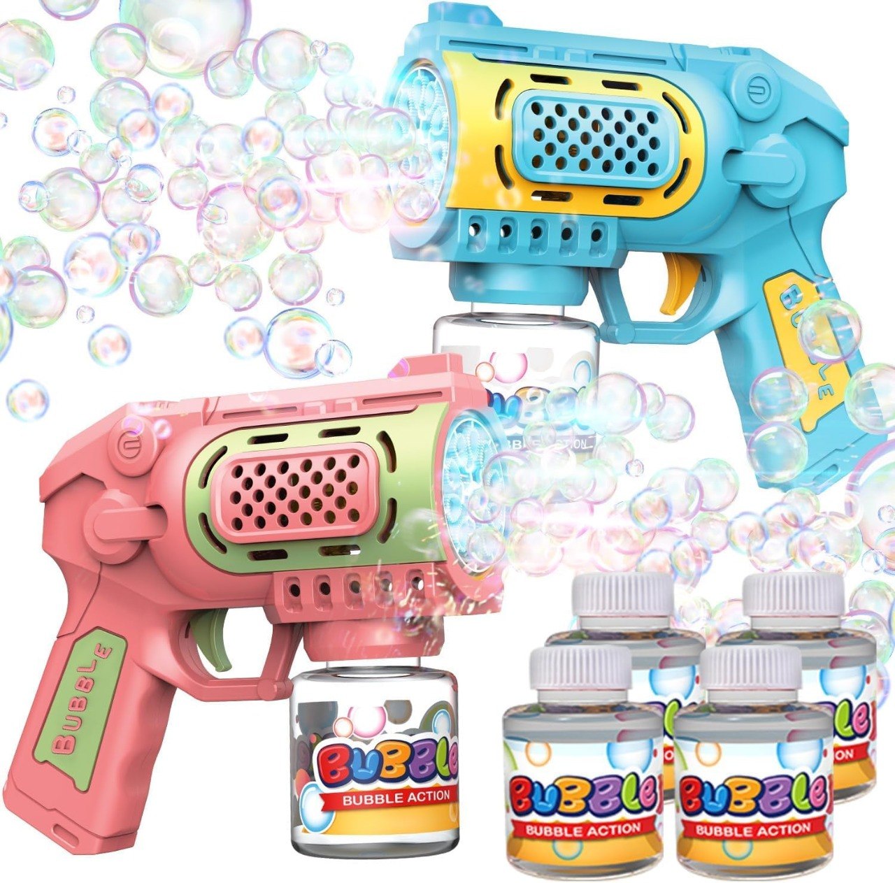 2 Pack Automatic Bubble Guns with Solution