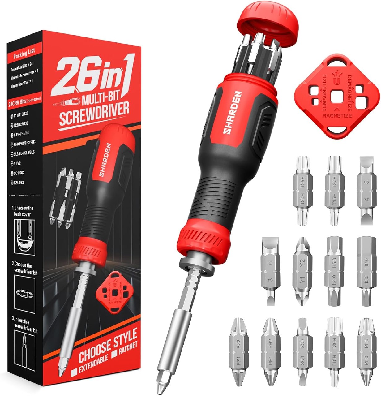 26-in-1 Telescoping Multi Bit Screwdriver Set