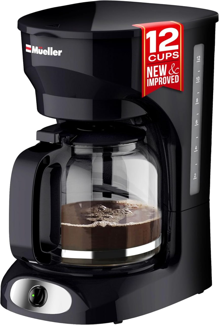 12-Cup Drip Coffee Maker with Glass Carafe