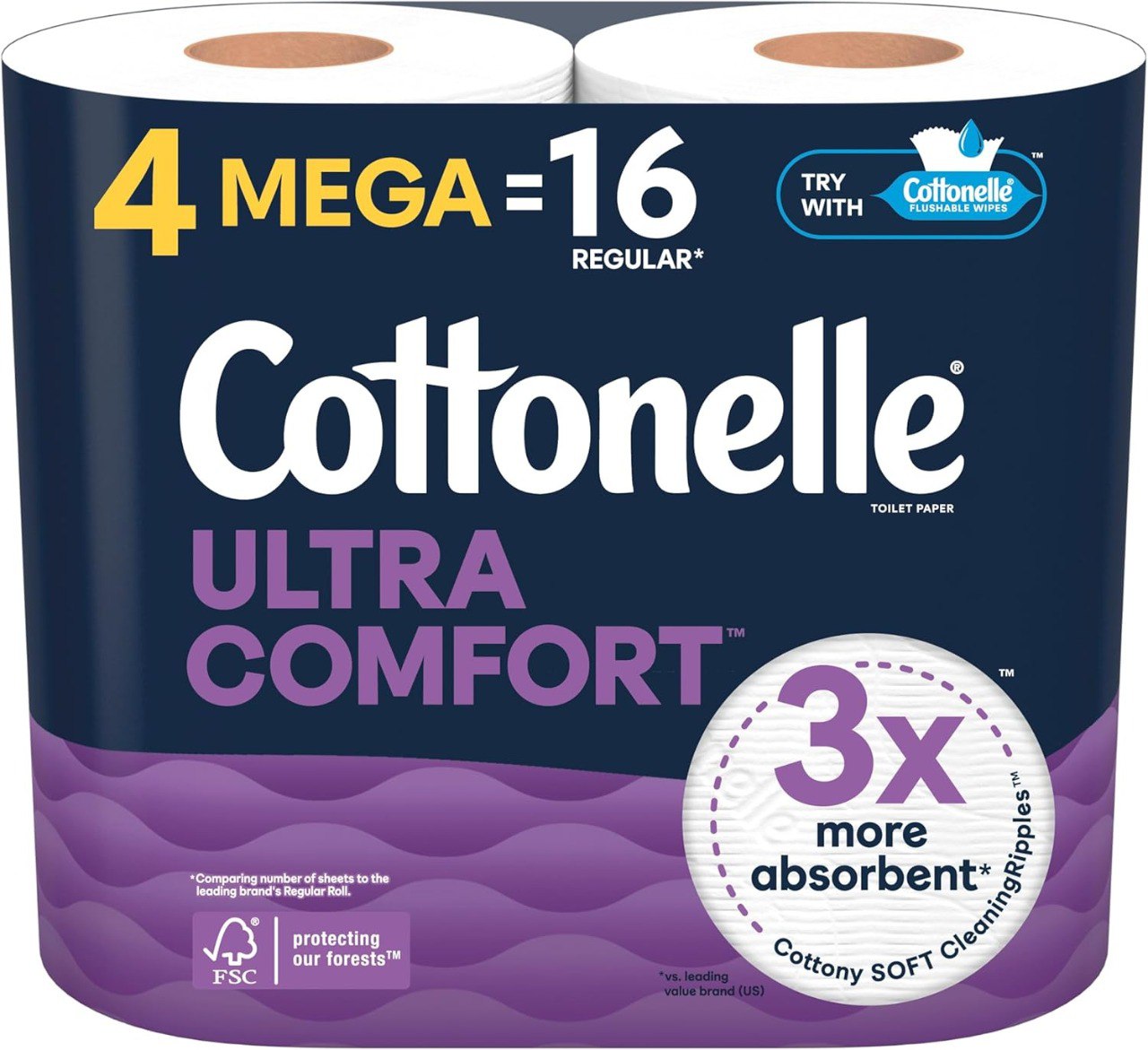 4 Mega Rolls Ultra Soft Toilet Paper