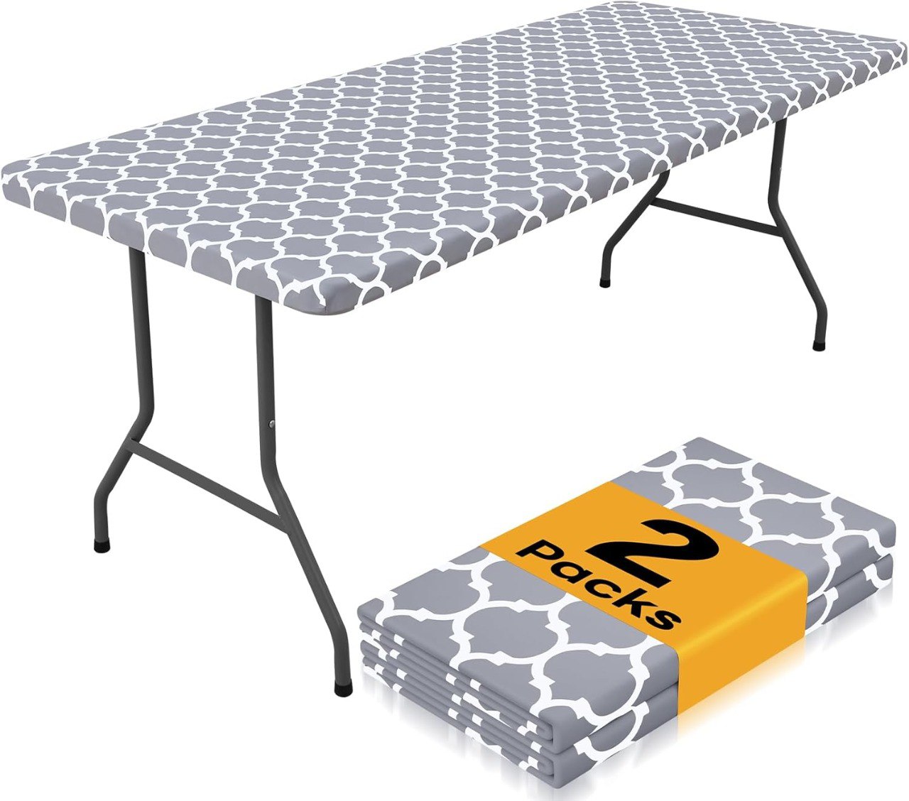 2 Pack Waterproof Elastic Fitted Rectangle Tablecloths