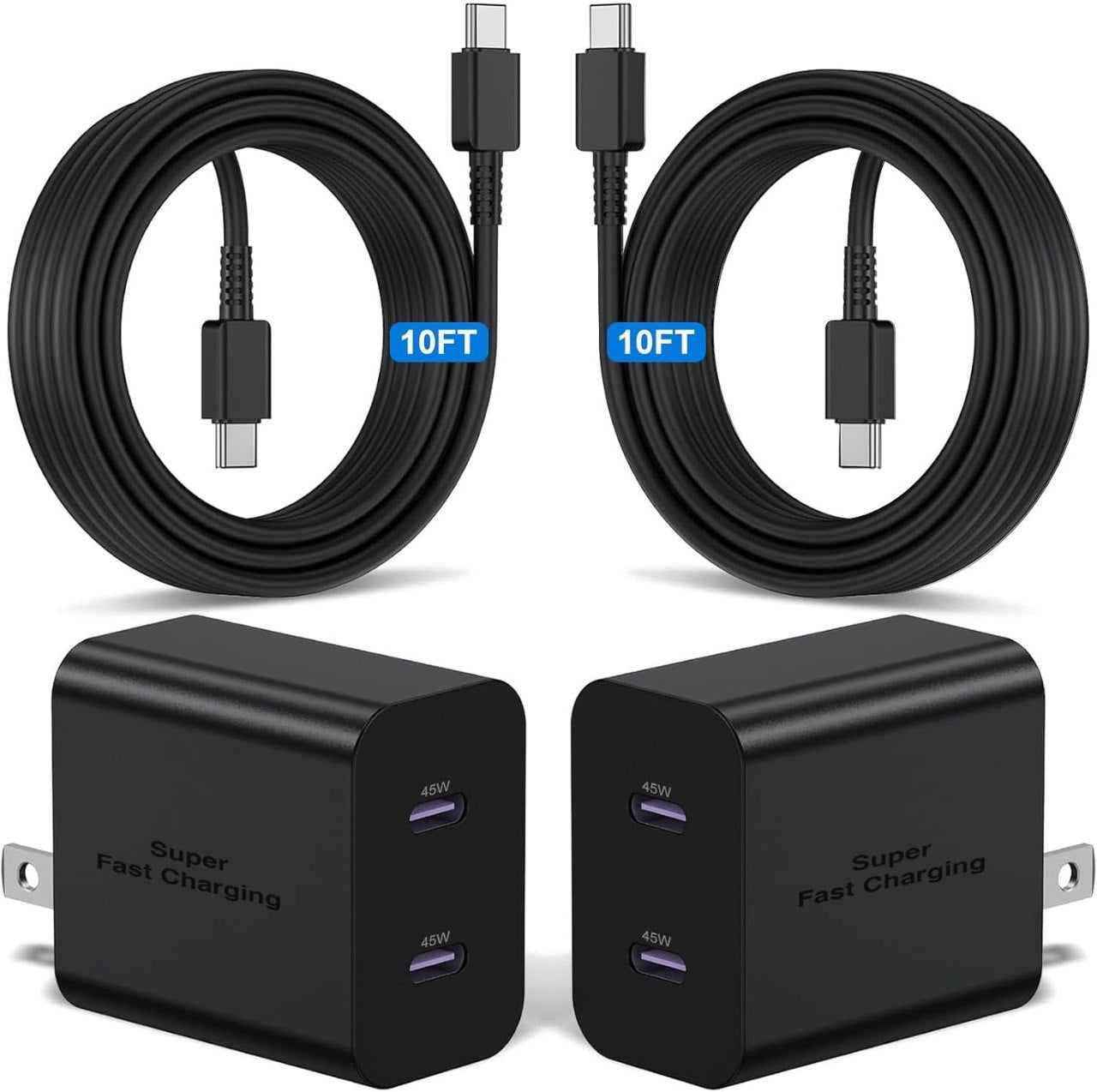 2 Pack 45W Dual Port USB C Wall Charger