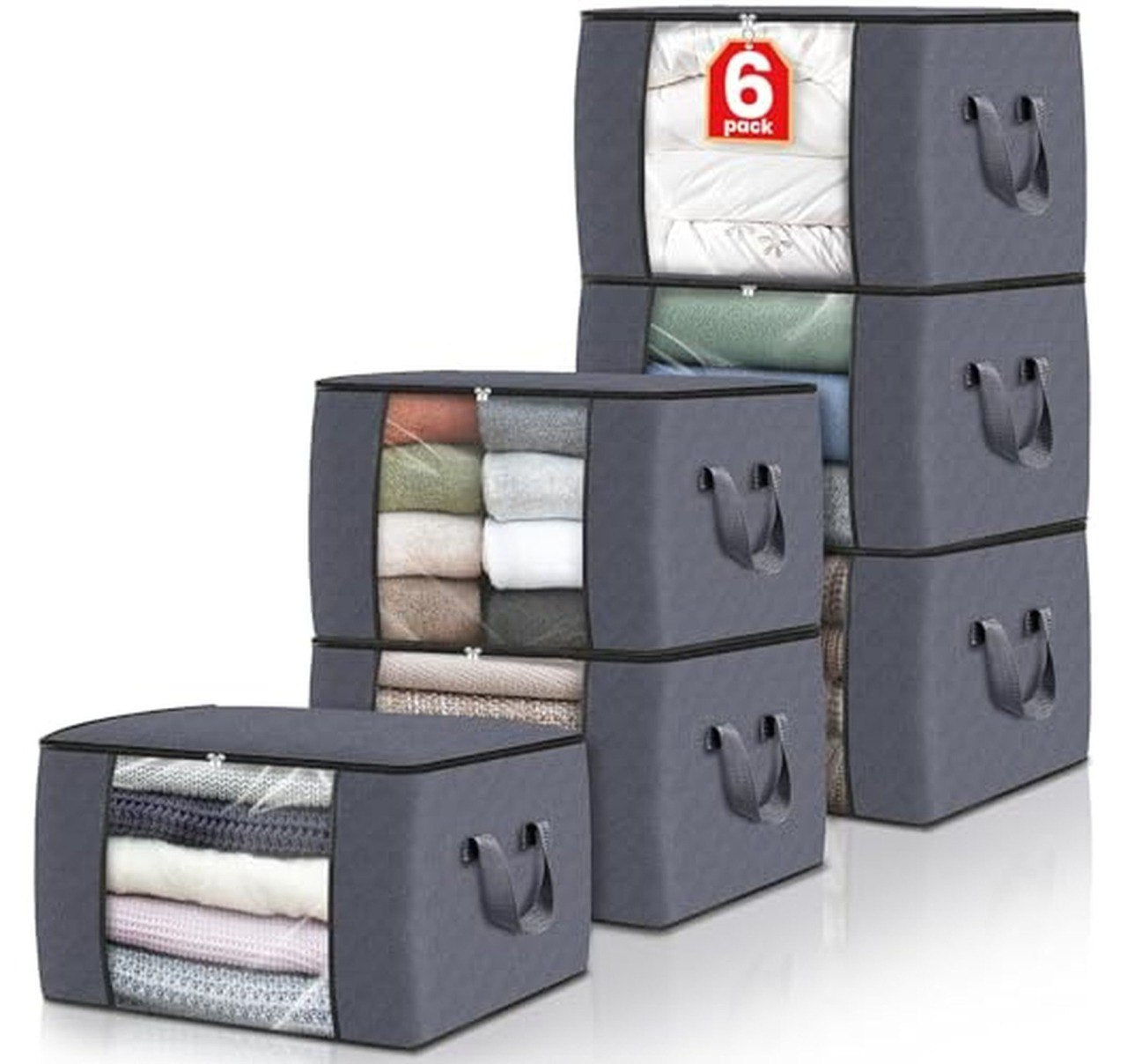 6 Pack Foldable Clothes Storage Bags Organizers