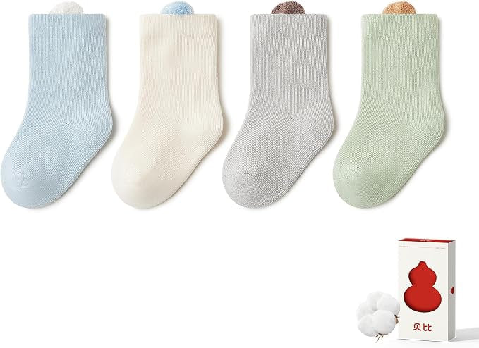 4 Pack Baby Mid-Crew Socks