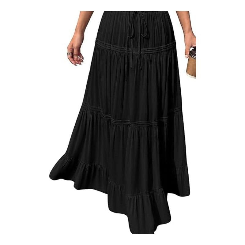 BTFBM High Waisted Pleated Flowy Maxi Skirt (8 Colors)