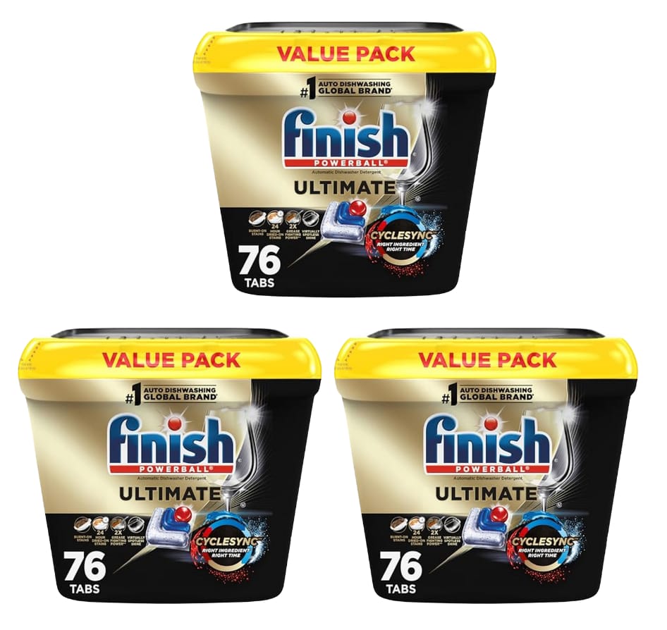 3 Pack 76 Count Finish Ultimate Dishwasher Pods Detergent Soap