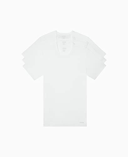 Calvin Klein Men's Cotton Classics Slim Fit Crew Neck T-Shirts, White 3 Pack NEW, Medium