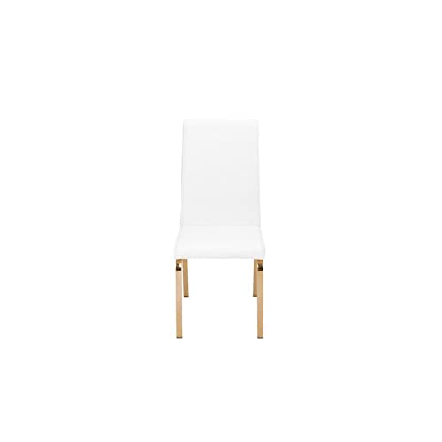 Best Quality Furniture 5PC Dining Set (1 Table + 4 Chairs), White, Gold