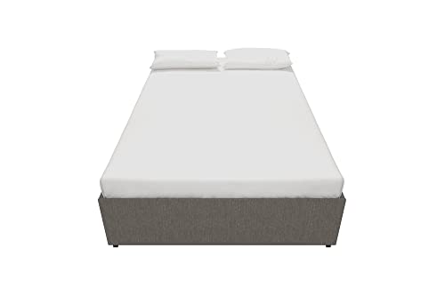 DHP Maven Upholstered Platform Bed for Raised Mattress Support with Underbed Storage Drawers, No Box Spring Needed, Queen, Gray Linen