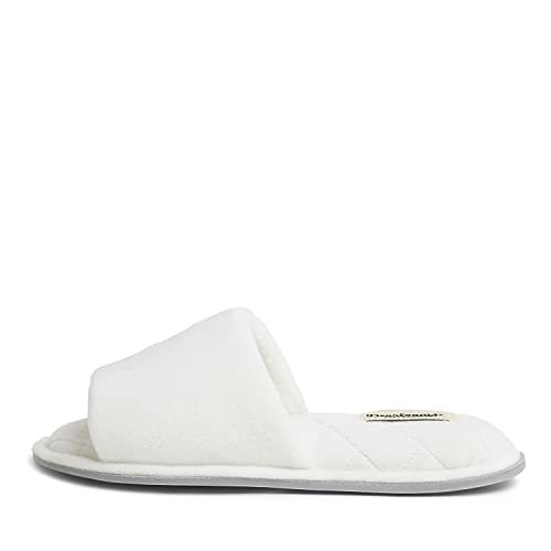 Dearfoams Women's Beatrice Velour Slide Slipper, Cream, Small