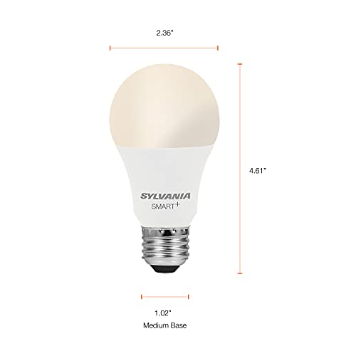 SYLVANIA Wifi LED Smart Light Bulb, 60W Equivalent Dimmable Soft White A19, Compatible with Alexa and Google Home Only - 4 Pack (75672)