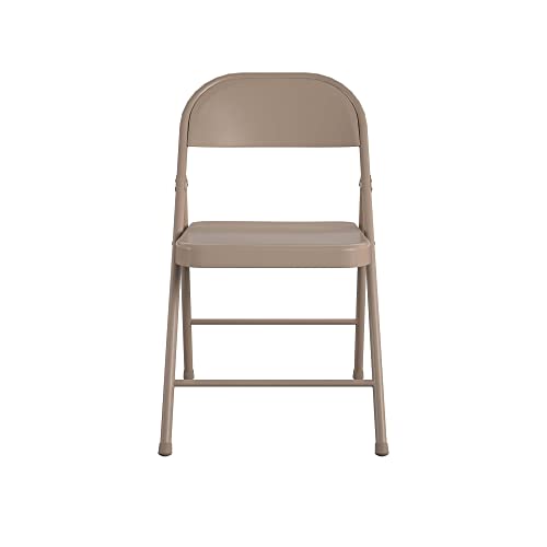 CoscoProducts COSCO SmartFold All-Steel Folding Chair, 4-Pack, Antique Linen