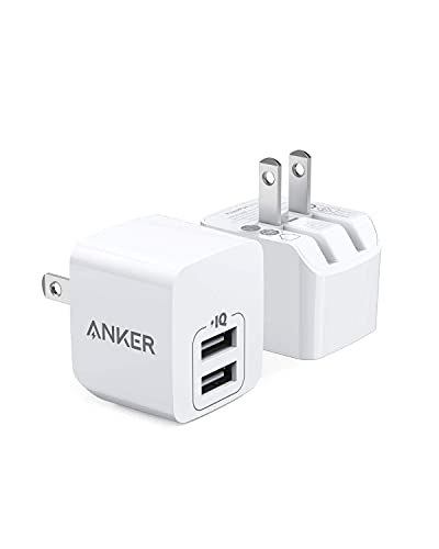 USB Charger, Anker 2-Pack Dual Port 12W Wall Charger Adapter with Foldable Plug, PowerPort mini for iPhone XS/X/8/8 Plus/7/6S/6S Plus, iPad, Samsung Galaxy Note 5/Note 4, HTC, Moto, and More