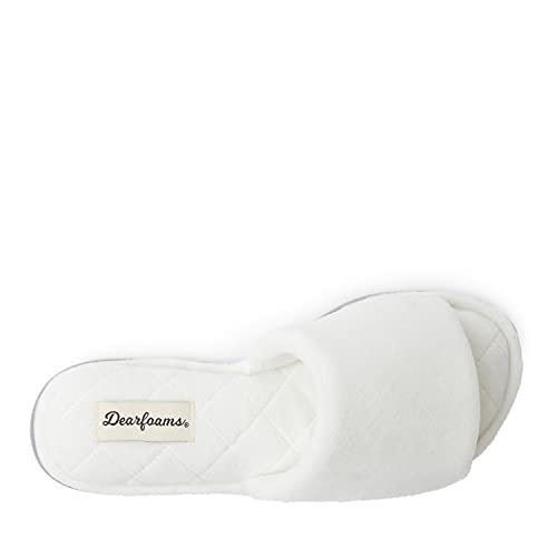 Dearfoams Women's Beatrice Velour Slide Slipper, Cream, Small