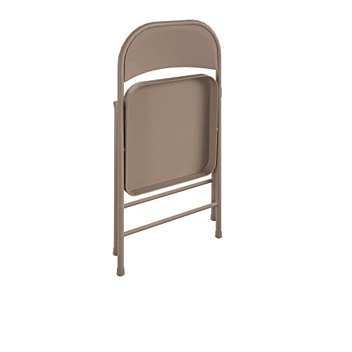 CoscoProducts COSCO SmartFold All-Steel Folding Chair, 4-Pack, Antique Linen