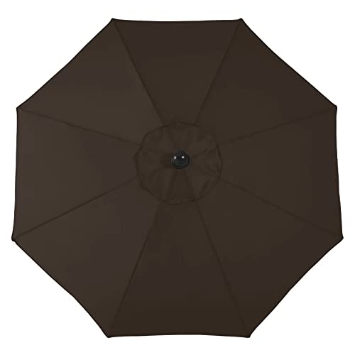 ABCCANOPY 10FT Patio Umbrella - Outdoor Waterproof Table Umbrella with Push Button Tilt and Crank, 8 Ribs UV Protection Pool Umbrella for Garden, Lawn, Deck & Backyard (Brown)
