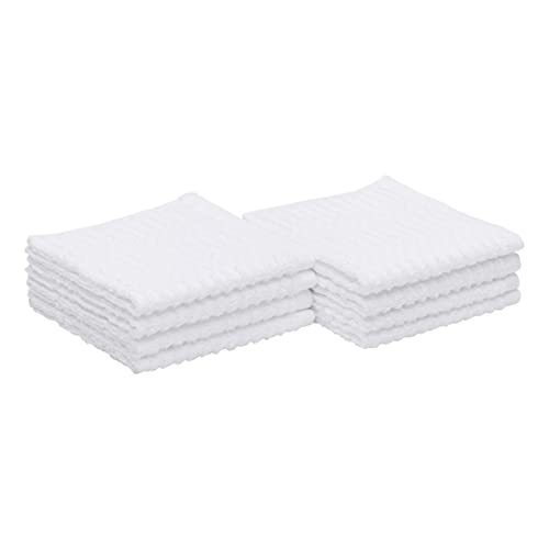 Amazon Basics 100% Cotton Kitchen Dish Cloths, 12 x 12-Inch, Absorbent Durable Ringspun Cloth - 8-Pack, White