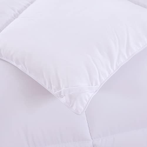 JURLYNE Full Lightweight Comforter - Reversible Duvet Insert with Corner Tabs - Breathable Fabric with Down Alternative Filling - All Season, White, 82 * 86inches