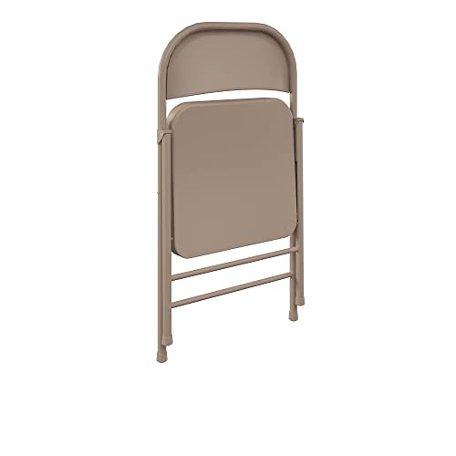 CoscoProducts COSCO SmartFold All-Steel Folding Chair, 4-Pack, Antique Linen