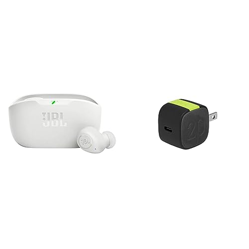 JBL Vibe Buds True Wireless Headphones - White and InfinityLab InstantCharger 20W 1 USB Compact USB-C PD Charger (Black)