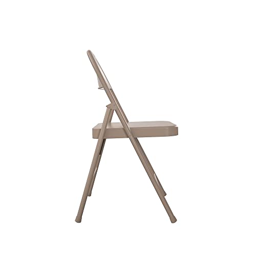 CoscoProducts COSCO SmartFold All-Steel Folding Chair, 4-Pack, Antique Linen