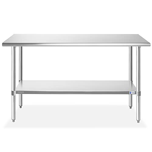 GRIDMANN Stainless Steel Work Table 60 x 24 Inches, NSF Commercial Kitchen Prep Table with Under Shelf for Restaurant and Home