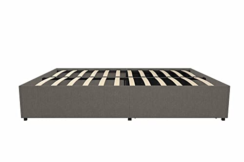 DHP Maven Upholstered Platform Bed for Raised Mattress Support with Underbed Storage Drawers, No Box Spring Needed, Queen, Gray Linen