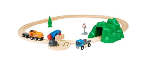 Brio Starter Lift&Load Set Wooden Toy Train, Multi