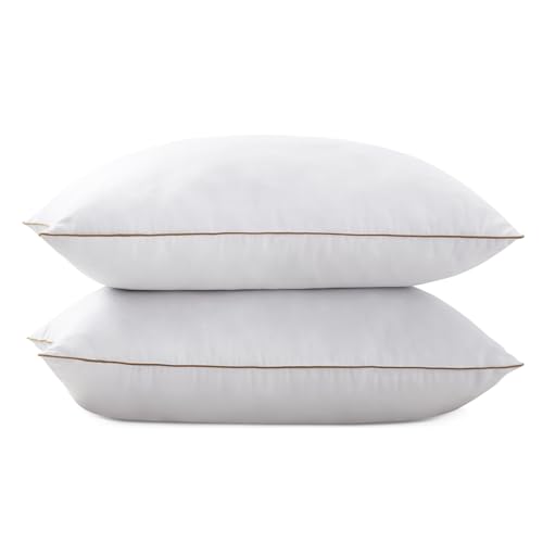 Bafode Bed Pillows Feather and Polyesterfor Sleeping 2 Pack Standrad Size Set of 2 for Sleeping White Pillow Insert Soft Hotel Pillows 20x26