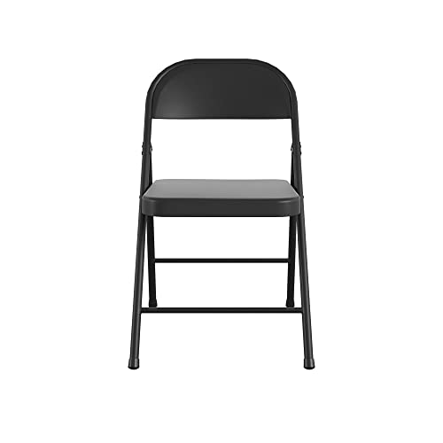 COSCO SmartFold All-Steel Folding Chair, 4-Pack, Black