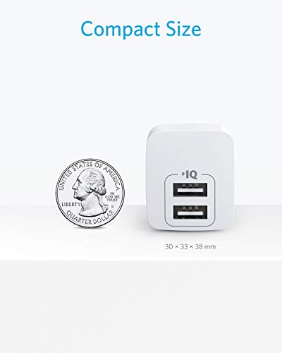 USB Charger, Anker 2-Pack Dual Port 12W Wall Charger Adapter with Foldable Plug, PowerPort mini for iPhone XS/X/8/8 Plus/7/6S/6S Plus, iPad, Samsung Galaxy Note 5/Note 4, HTC, Moto, and More