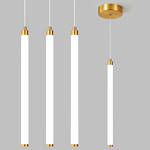 PENACINY 3 Pack Gold Pendant Light Fixtures, Integrated LED Kitchen Island Lighting, 15.7" Linear Pendant Lamp for Bedroom Bedside Bathroom Hallway Entryway, 4000K