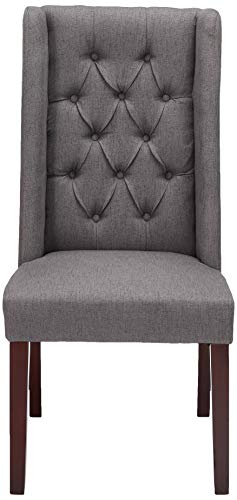 Christopher Knight Home Blythe Tufted Fabric Dining Chairs, 2-Pcs Set, Dark Grey / Brown