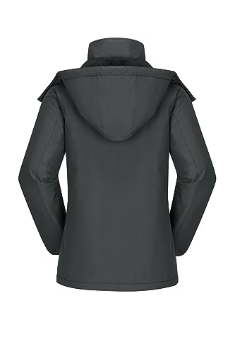 CAMEL CROWN Women's Ski Jacket Thicken Winter Snow Coat Warm Fleece Mountain Waterproof Female Jacket Hooded Windbreaker Grey L