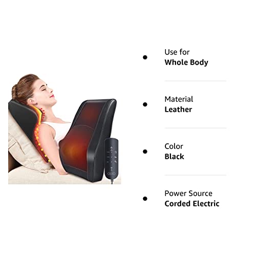 Boriwat Back Massager with Heat, Massagers for Neck and Back, 3D Kneading Massage Pillow for Back, Neck, Shoulder, Leg Pain Relief, Fathers Day Gifts for Dad Men, Stress Relax at Home Office and Car