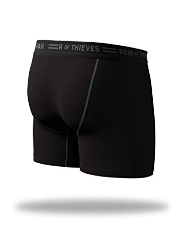 Pair of Thieves Men's 4 Pack Everyday Cotton Boxer Briefs, Black/Grey, Medium