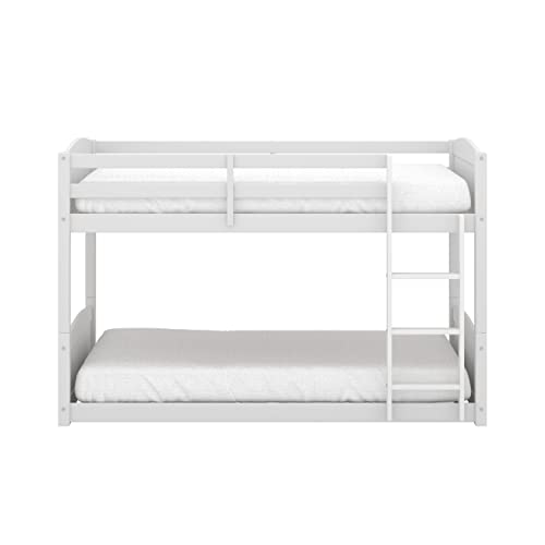 Hillsdale Alexis Contemporary Wood Arch Twin Over Twin Floor Bunk Bed with Slats, White