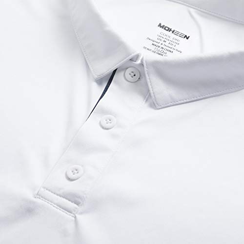 Corna White Cool Dry Sweat Wicking Athletic White Golf Polo T Shirts for Men White-M