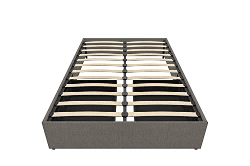 DHP Maven Upholstered Platform Bed for Raised Mattress Support with Underbed Storage Drawers, No Box Spring Needed, Queen, Gray Linen
