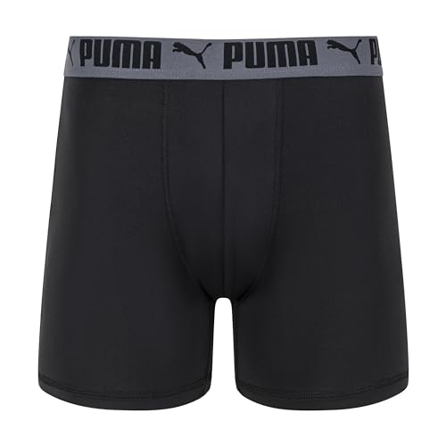 PUMA Men's 4 Pack Active Stretch Boxer Briefs, Black/Grey, Small