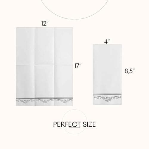 Evi‘s World Hand Towels – Luxurious Linen Feel Disposable Bathroom Napkins – Elegant Guest Towels Disposable Bathroom with Print Detail – Hygienic Disposable Hand Towels Bathroom – 200pcs
